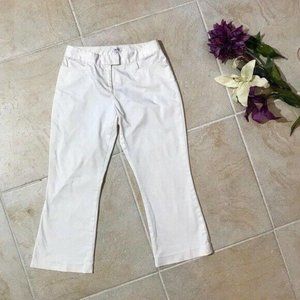 Cache White Cropped Casual Capri Flare Pants 4 54